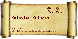 Kolovits Kriszta névjegykártya